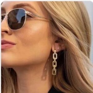 Eddie Borgo Gold Supra Chain Link Earrings 2” Drop Post Back 12k Gold Vermeil